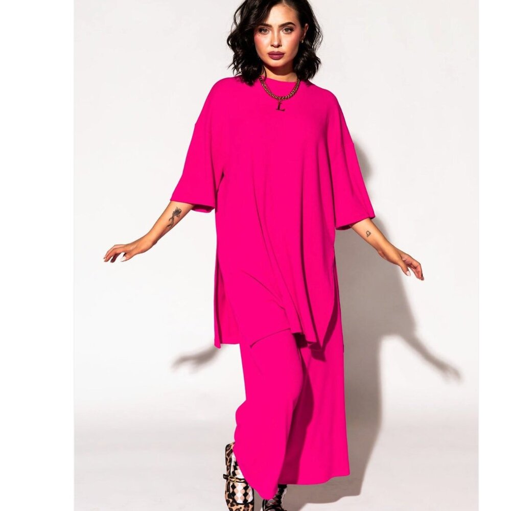 Dressed in Lala Ribbed Playsuit in Hot Pink